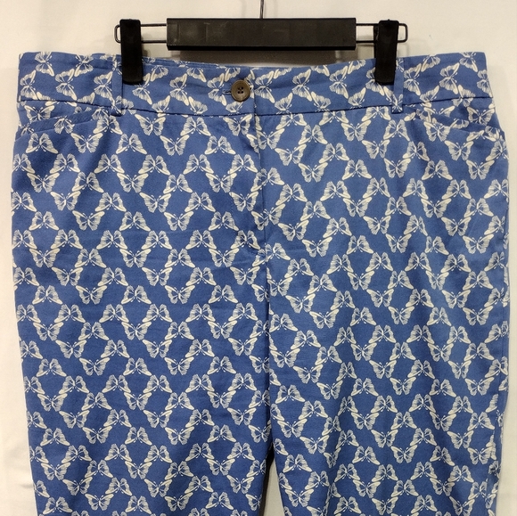 NWOT Talbots The Perfect Crop Butterfly Pants Womens 16P Blue Boho Retro Artsy - Picture 3 of 9